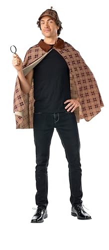 JUST FOR PARTY Detektiv-Kostüm für Erwachsene, Waffel-kariert, Umhang und Hut mit Lupe, Einheitsgröße, lustiges Cosplay-Outfit für Unisex-Erwachsene JUST FOR PARTY Detektiv-Kostüm für Erwachsene, Waffel-kariert, Umhang und Hut mit Lupe, Einheitsgröße, lustiges Cosplay-Outfit für Unisex-Erwachsene von JUST FOR PARTY