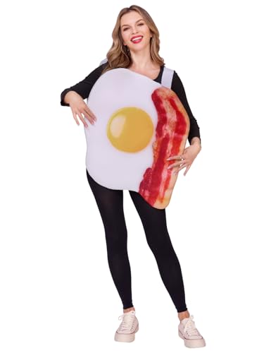 JUST FOR PARTY Halloween-Kostüm mit Speck und Eiern für Erwachsene, lustiges Essen-Kostüm für Erwachsene, Einheitsgröße von JUST FOR PARTY