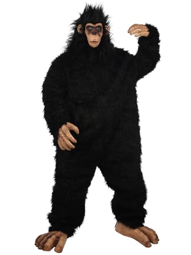 JUST FOR PARTY Schimpansen-Kostüm für Erwachsene, schwarzer pelziger Overall mit Händen, Füßen und Maske, lustiges Cosplay-Kostüm für Halloween-Party JUST FOR PARTY Schimpansen-Kostüm für Erwachsene, schwarzer pelziger Overall mit Händen, Füßen und Maske, lustiges Cosplay-Kostüm für Halloween-Party von JUST FOR PARTY