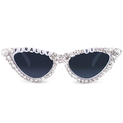 JUSTOTRY Sonnenbrille zum 21. Geburtstag, Motiv: Endlich 21. Geburtstag, Dekoration, Rosa, Geschenke, Zubehör JUSTOTRY Sonnenbrille zum 21. Geburtstag, Motiv: Endlich 21. Geburtstag, Dekoration, Rosa, Geschenke, Zubehör von JUSTOTRY