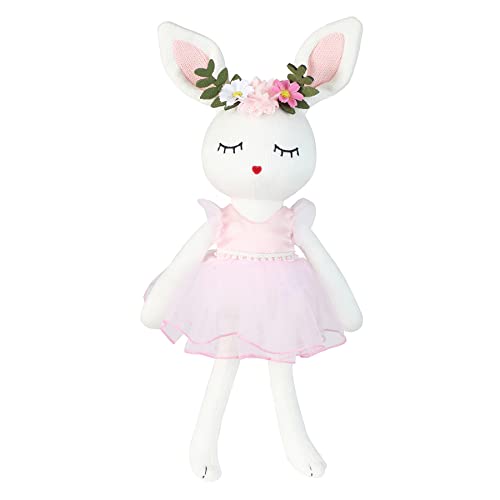 JUSTQUNSEEN Ballerina-Puppe, Hasen-Puppe, Stofftier, Hase, Plüschtier für Kinder, Geburtstagsgeschenk für 3-6 Jahre alte Mädchen (weiß) von JUSTQUNSEEN