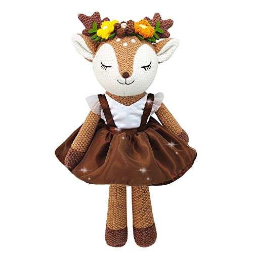 JUSTQUNSEEN Hirsch Plüschtier, 17" Rentier Plüschtier, Niedliche Plüschtiere Hirsch Ballerina Puppe, Plüschtiere für Mädchen, Plüschtier Tier Spielzeug, Weihnachten Geburtstagsgeschenke von JUSTQUNSEEN