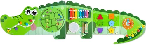 JUSTWOOD Krokodil Activity Wall Panels, 9-in-1 hölzerne sensorische Wand Spielzeug, Montessori Aktivität Board Lernspielzeug für Kleinkinder Kindertagesstätte, Kinderzimmer, Klassenzimmer JUSTWOOD Krokodil Activity Wall Panels, 9-in-1 hölzerne sensorische Wand Spielzeug, Montessori Aktivität Board Lernspielzeug für Kleinkinder Kindertagesstätte, Kinderzimmer, Klassenzimmer von JUSTWOOD