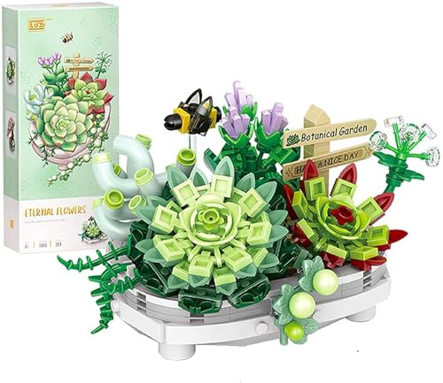 Sukkulenten Bonsai Bauset, Kreative DIY Home Decor Mini Partikel Botanical Collection Building Toy, Set für Erwachsene, NICHT kompatibel mit Lego (389 Teile) von JUTTAUTO
