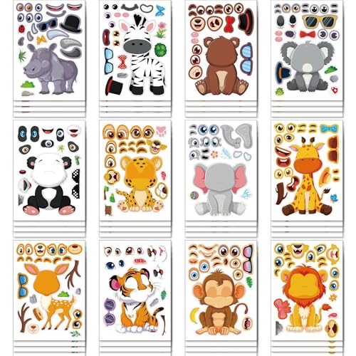 JUUFLA 24-teiliges Cartoon-Aufkleber-Set zum Selbermachen für Kinder (Animal A) von JUUFLA