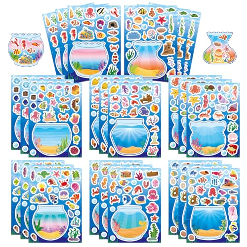 JUUFLA 24-teiliges Cartoon-Aufkleber-Set zum Selbermachen für Kinder (Fish Tank) von JUUFLA