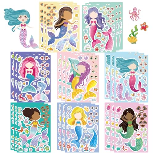 JUUFLA 24-teiliges Cartoon-Aufkleber-Set zum Selbermachen für Kinder (Mermaid) von JUUFLA