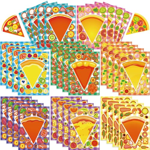 JUUFLA 24-teiliges Cartoon-Aufkleber-Set zum Selbermachen für Kinder (Pizza) von JUUFLA