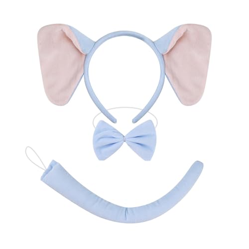 JUYAXIN 1/3/4 Elefantenkostüm für Kinder, Elefantenohren, Stirnband, Fliege, Schwanz, Tutus, Rock, Halloween, Tier, Cosplay-Zubehör JUYAXIN 1/3/4 Elefantenkostüm für Kinder, Elefantenohren, Stirnband, Fliege, Schwanz, Tutus, Rock, Halloween, Tier, Cosplay-Zubehör von JUYAXIN
