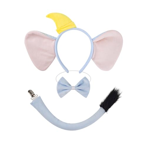 JUYAXIN 1/3/4 Elefantenkostüm für Kinder, Elefantenohren, Stirnband, Fliege, Schwanz, Tutus, Rock, Halloween, Tier, Cosplay-Zubehör JUYAXIN 1/3/4 Elefantenkostüm für Kinder, Elefantenohren, Stirnband, Fliege, Schwanz, Tutus, Rock, Halloween, Tier, Cosplay-Zubehör von JUYAXIN