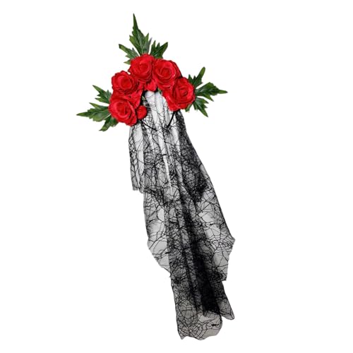 JUYAXIN Auffälliges Harz-Haarband mit Polyester-Netz und floralen Designs, Cosplay-Zubehör für Halloween, Cosplays, Veranstaltungen, Halloween, Party-Kopfschmuck JUYAXIN Auffälliges Harz-Haarband mit Polyester-Netz und floralen Designs, Cosplay-Zubehör für Halloween, Cosplays, Veranstaltungen, Halloween, Party-Kopfschmuck von JUYAXIN