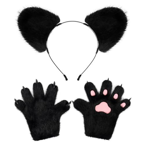 JUYAXIN Bear Dress Up Tierkostüm Kinder Erwachsene für Cosplays Bär Kostüm Zubehör, Pelzbär Stirnband Bär Kostüme von JUYAXIN
