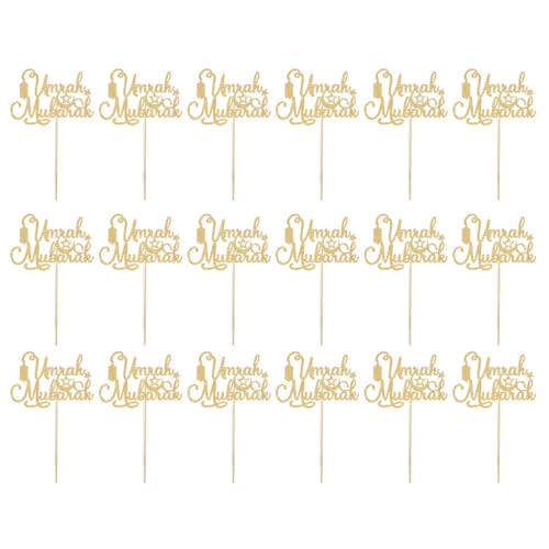 JUYAXIN Eid Mubaraks Kuchenspieße, glitzernde Papier-Cupcake-Topper für Hochzeiten und Geburtstage, Feiertagskuchendekorationen, 18 Stück von JUYAXIN