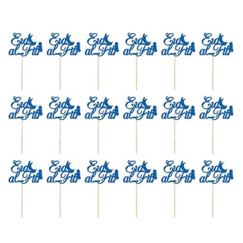 JUYAXIN Eid Mubaraks Kuchenspieße, glitzernde Papier-Cupcake-Topper für Hochzeiten und Geburtstage, Feiertagskuchendekorationen, 18 Stück von JUYAXIN