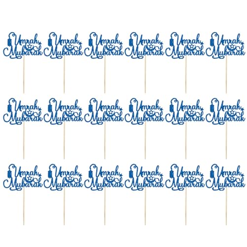 JUYAXIN Eid Mubaraks Kuchenspieße, glitzernde Papier-Cupcake-Topper für Hochzeiten und Geburtstage, Feiertagskuchendekorationen, 18 Stück von JUYAXIN