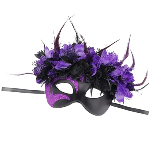 JUYAXIN Gefiederte Maskerade Halbgesichtsmaskerade Augen Halloween Augenbekleidung für Frauen Hochzeit Halloween Maskerade von JUYAXIN