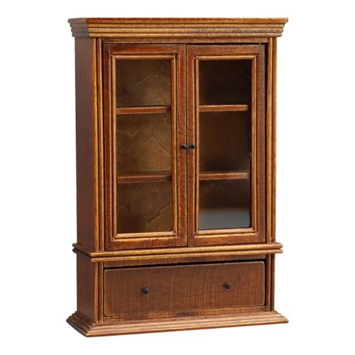 JUYAXIN Holzschrank Spielzeugfigur Display Regal Modell für Vintage Realistische Puppenhaus Pretend Mädchen Realistische Schrank von JUYAXIN