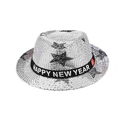 JUYAXIN Neue Jahr blinkende Pailletten Hüte Stilvolle Neujahrsbeleuchtung Pailletten Hüte in Schwarz Silber Gold für Partyzubehör JUYAXIN Neue Jahr blinkende Pailletten Hüte Stilvolle Neujahrsbeleuchtung Pailletten Hüte in Schwarz Silber Gold für Partyzubehör von JUYAXIN
