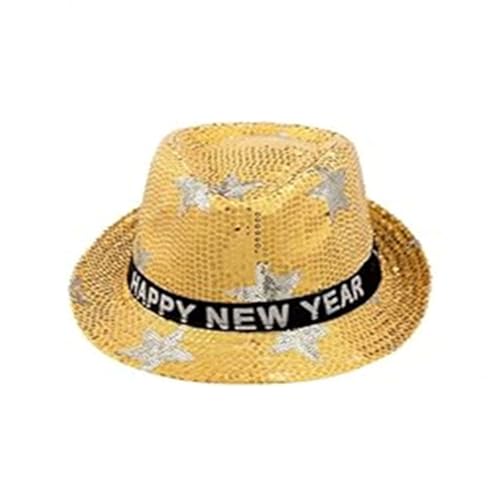 JUYAXIN Neue Jahr blinkende Pailletten Hüte Stilvolle Neujahrsbeleuchtung Pailletten Hüte in Schwarz Silber Gold für Partyzubehör JUYAXIN Neue Jahr blinkende Pailletten Hüte Stilvolle Neujahrsbeleuchtung Pailletten Hüte in Schwarz Silber Gold für Partyzubehör von JUYAXIN
