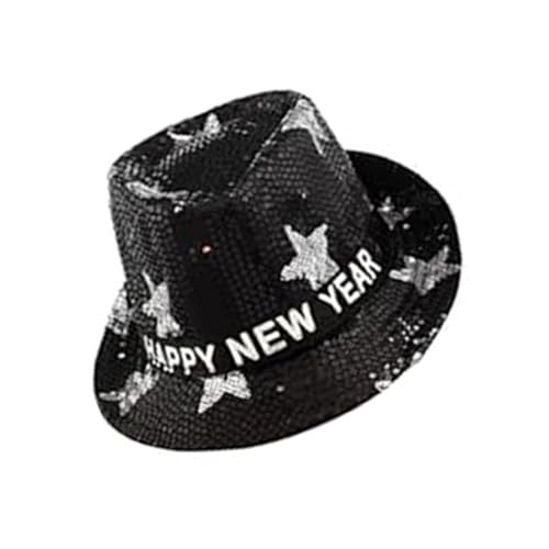 JUYAXIN Neue Jahr blinkende Pailletten Hüte Stilvolle Neujahrsbeleuchtung Pailletten Hüte in Schwarz Silber Gold für Partyzubehör JUYAXIN Neue Jahr blinkende Pailletten Hüte Stilvolle Neujahrsbeleuchtung Pailletten Hüte in Schwarz Silber Gold für Partyzubehör von JUYAXIN