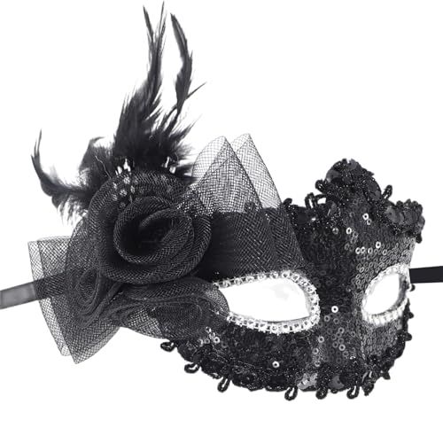 JUYAXIN Pailletten-Maskerade, Halbgesichtsmaskerade, gefiederte Halloween-Brillen für Frauen, Hochzeit, Cosplay, Party JUYAXIN Pailletten-Maskerade, Halbgesichtsmaskerade, gefiederte Halloween-Brillen für Frauen, Hochzeit, Cosplay, Party von JUYAXIN