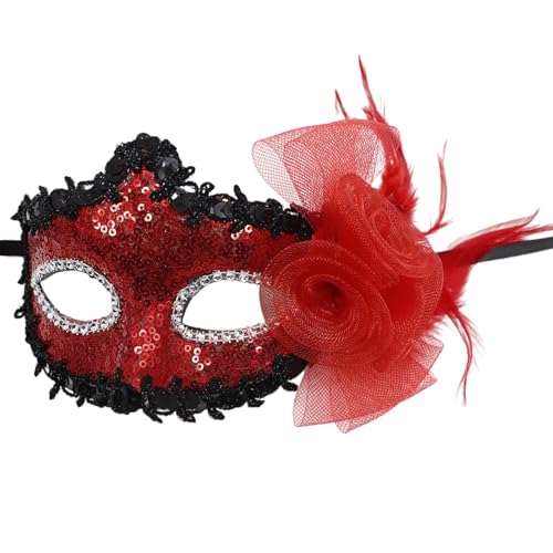 JUYAXIN Pailletten-Maskerade, Halbgesichtsmaskerade, gefiederte Halloween-Brillen für Frauen, Hochzeit, Cosplay, Party JUYAXIN Pailletten-Maskerade, Halbgesichtsmaskerade, gefiederte Halloween-Brillen für Frauen, Hochzeit, Cosplay, Party von JUYAXIN