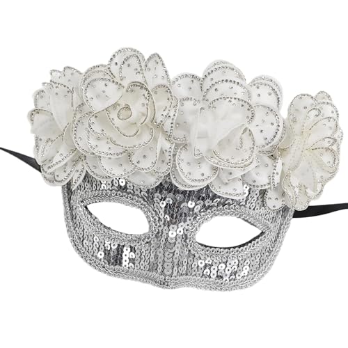 JUYAXIN Pailletten-Maskerade, halbes Gesicht, Blumendekoration, Halloween-Party, Brillen für Frauen, Hochzeit, Cosplay, Party JUYAXIN Pailletten-Maskerade, halbes Gesicht, Blumendekoration, Halloween-Party, Brillen für Frauen, Hochzeit, Cosplay, Party von JUYAXIN