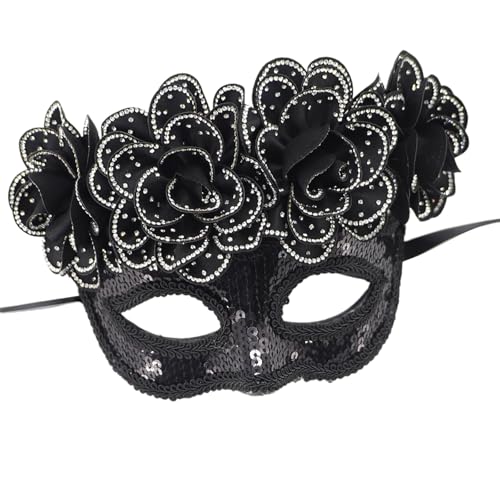 JUYAXIN Pailletten-Maskerade, halbes Gesicht, Blumendekoration, Halloween-Party, Brillen für Frauen, Hochzeit, Cosplay, Party JUYAXIN Pailletten-Maskerade, halbes Gesicht, Blumendekoration, Halloween-Party, Brillen für Frauen, Hochzeit, Cosplay, Party von JUYAXIN