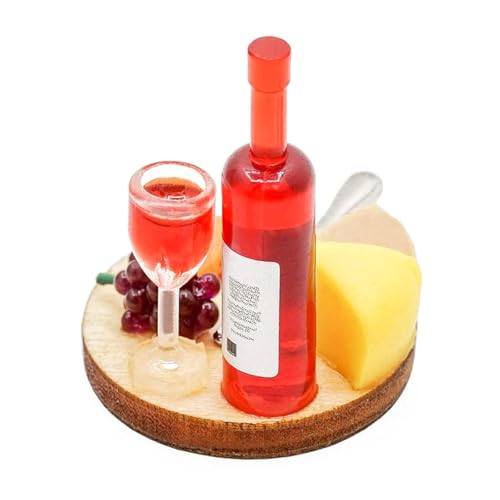 JUYAXIN Puppenhäuser Küche Esszimmer Lebensmittel Zubehör Modell Gebäck Spielzeug 1:12 Maßstab Miniatur Käse und Wein Brett Essen Set von JUYAXIN