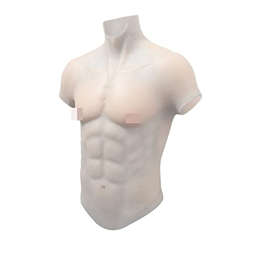 JUYO VONSAN Silikon-Muskel-Brustanzug für Cosplay, Herren, realistischer gefälschter Muskel für Cosplay, Transgender, Weiß, Weiss/opulenter Garten, M von JUYO VONSAN