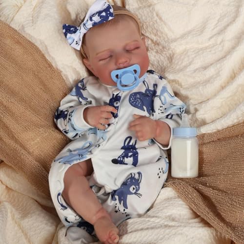 JUYOUYI Lifelike Reborn Baby Puppen, 18 Zoll realistische Baby-Puppe mit vollem Vinyl Körper Real Life für Kinder ab 3 Jahren von JUYOUYI