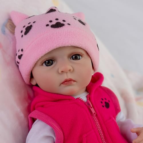 JUYOUYI Realistische Reborn-Babypuppe, 45,7 cm, lebensechte Babypuppe, Mädchen, echtes Leben, weiche gewichtete Reborn-Puppe, Weihnachts- oder Geburtstagsgeschenk, Spielzeug für 3 + von JUYOUYI