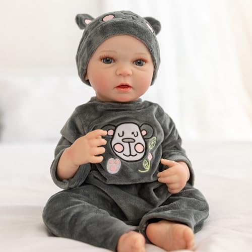 JUYOUYI Lebensechte Reborn Babypuppen, 45,7 cm, realistische Reborn Baby Puppe, Vinyl, Ganzkörper Reborn Baby Puppe mit Geschenk Set für Kinder ab 3 Jahren von JUYOUYI