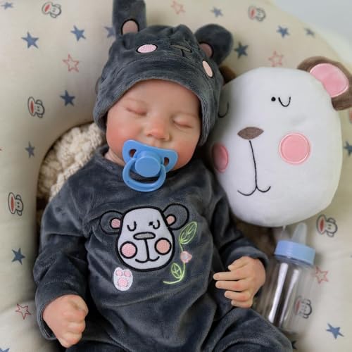 JUYOUYI Reborn Babypuppen, 45,7 cm Neugeborenes Baby Junge Puppe, Lebensechte Handgemachte Puppe Ganzkörper Vinyl Babypuppe Geschenk für Kinder Alter 3+ von JUYOUYI