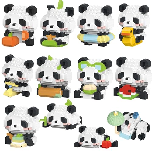 12 Set Mini Panda Bausteine, 1977 Teile Micro Panda Klemmbausteine Set, Tiere Bausteine Modell Spielzeug Bausatz, Geschenk für Jungen und Mädchen 12 Set Mini Panda Bausteine, 1977 Teile Micro Panda Klemmbausteine Set, Tiere Bausteine Modell Spielzeug Bausatz, Geschenk für Jungen und Mädchen von JVAVNE