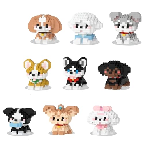 9 Pack Mini Hunde Bausteine, Kleines Süßes Hunde Klemmbausteine, Miniatur Hundefiguren Bausatz Modell, Geburtstags Geschenke für Erwachsene und Kinder 9 Pack Mini Hunde Bausteine, Kleines Süßes Hunde Klemmbausteine, Miniatur Hundefiguren Bausatz Modell, Geburtstags Geschenke für Erwachsene und Kinder von JVAVNE