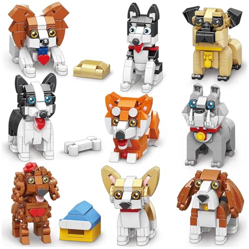 9 Set Hunde Bausteine Bausatz, Hundewelpen Klemmbausteine, Hunde Bausteine für Kinder, Halloween Weihnachten Ostern Geschenk für Jungen und Mädchen, 1002 Teile 9 Set Hunde Bausteine Bausatz, Hundewelpen Klemmbausteine, Hunde Bausteine für Kinder, Halloween Weihnachten Ostern Geschenk für Jungen und Mädchen, 1002 Teile von JVAVNE