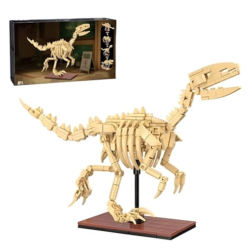 Dinosaurier Bausteine, Kompatibel Mit L*** Dinosaur Naturhistorisches Museum, Velociraptor Fossilien Bausteine STEM Kreativspielzeug, Geschenke für Kinder ab 8 Jahren, 256 Teile von JVAVNE
