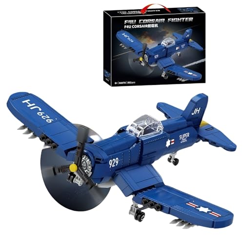 Flugzeug Kampfjet Bausteine, 562 Teile F4U Technic Militär Kampfflugzeug Klemmbausteine, Geschenk für Jugendliche und Erwachsene, Kompatibel mit Allen Bausteinen (66070) von JVAVNE