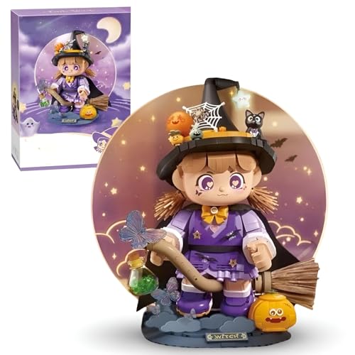 Halloween Bausteine Modell, 1512 Teile Magische Hexe Kürbisbesen Klemmbausteine, Mädchen und Besen Bauspielzeug, Halloween Weihnachts Kürbishaus Party Bausatz, Geschenk für Erwachsene und Kinder Halloween Bausteine Modell, 1512 Teile Magische Hexe Kürbisbesen Klemmbausteine, Mädchen und Besen Bauspielzeug, Halloween Weihnachts Kürbishaus Party Bausatz, Geschenk für Erwachsene und Kinder von JVAVNE