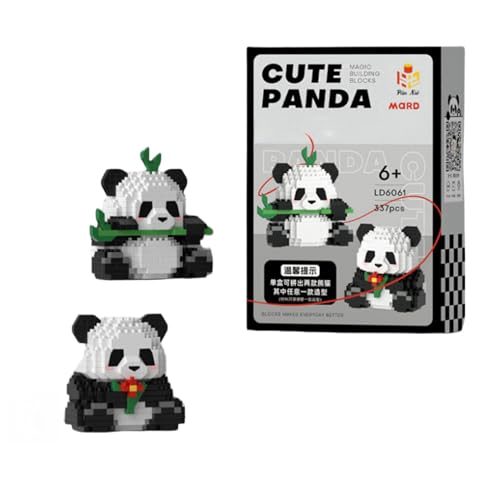 JVAVNE 2 IN 1 Panda Mini Bausteine Set, Panda mit Blume Bambus Niedliche Tiere Mini Klemmbausteine Modell Kit, 337 Teile Panda Micro Bausatz Spielzeug Deko Geschenkidee für Erwachsene Kinder von JVAVNE