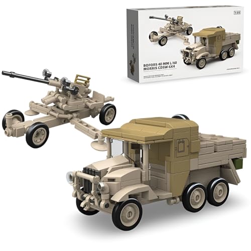 JVAVNE Artillerie Traktor Panzer Bausteine, 389 Teile WW2 Militär Panzer Klemmbausteine, Militär Gepanzertes Fahrzeug Bausteine Modell, Geschenke für Erwachsene und Militärfans von JVAVNE