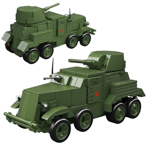 JVAVNE BA-10 Panzerfahrzeuge Bausteine, WW2 Militär Panzer Klemmbausteine, Militär Gepanzertes Fahrzeug Bausteine Modell, Geschenke für Erwachsene und Militärfans, 350 Teile von JVAVNE