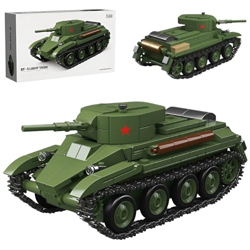 JVAVNE BT-5 Leicht Panzer Bausteine, WW2 Militär Panzer Klemmbausteine, Militär Gepanzertes Fahrzeug Bausteine Modell, Geschenke für Erwachsene und Militärfans, 392 Teile JVAVNE BT-5 Leicht Panzer Bausteine, WW2 Militär Panzer Klemmbausteine, Militär Gepanzertes Fahrzeug Bausteine Modell, Geschenke für Erwachsene und Militärfans, 392 Teile von JVAVNE