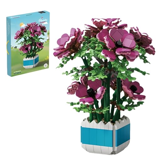 JVAVNE Blumen Bausteine Set, 1067 Teile Blumenstrauß Klemmbausteine Modell Spielzeug, Kunstblumen Pflanzen Bausatz Haus Büro Deko, Geschenk für Frauen Mädchen (101-12) von JVAVNE