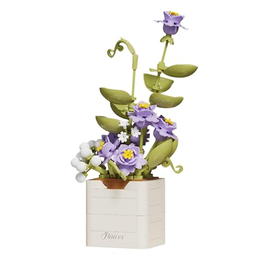 JVAVNE Blumen Bausteine Set, 241 Teile Blumenstrauß Klemmbausteine Modell Spielzeug, Kunstblumen Pflanzen Bausatz Haus Büro Deko, Geschenk für Mädchen Frauen (21222-4) von JVAVNE