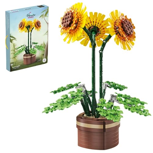 JVAVNE Blumen Bausteine Set, 886 Teile Blumenstrauß Klemmbausteine Modell Spielzeug, Kunstblumen Pflanzen Bausatz Haus Büro Deko, Geschenk für Frauen Mädchen (101-9) von JVAVNE
