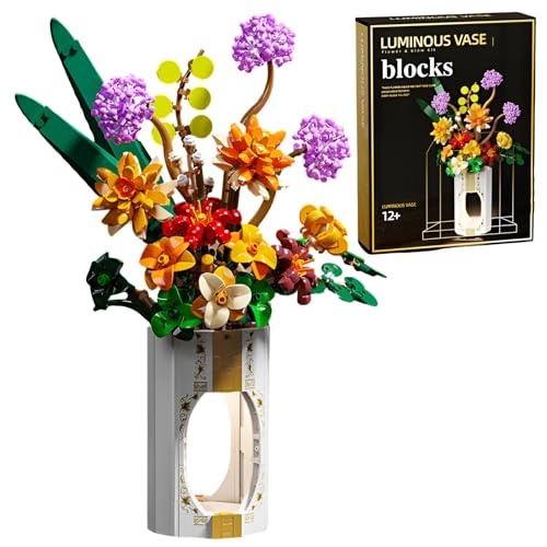 JVAVNE Blumen Bausteine Set, 890 Teile Blumenstrauß Klemmbausteine Modell Spielzeug, Kunstblumen Pflanzen Bausatz Haus Büro Deko, Geschenk für Frauen Mädchen von JVAVNE