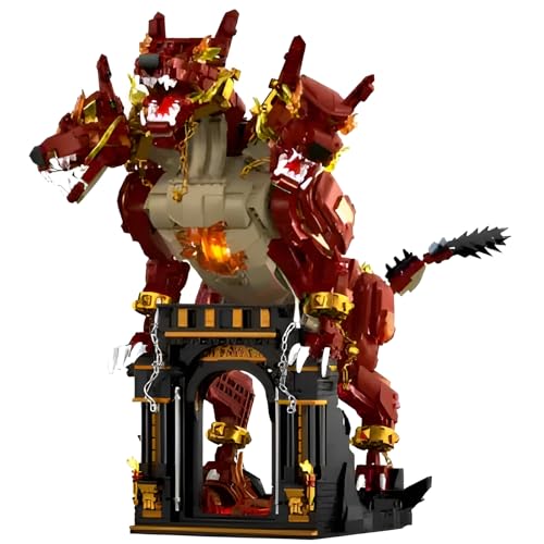 JVAVNE Cerberus of The Inferno Bausteine, Dreiköpfige Hundefigur Klemmbausteine, STEM Maschinenbau Tier Modell Bausatz Spielzeug, Geschenke für Erwachsene und Kinder von JVAVNE