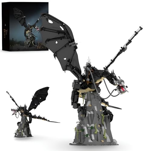 JVAVNE Dark Dragon Bausteine, 1361 Teile Schwarzer Drache Klemmbausteine, STEM Tiere Modell Bausatz Spielzeug, Halloween Weihnachts Geschenk für Erwachsene und Kinder von JVAVNE